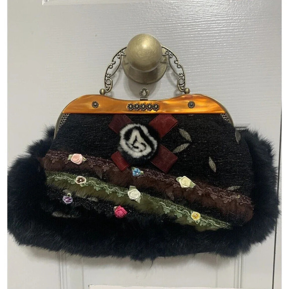 Sassi Cindi Collection Unique Whimsy Goth Fairy Goth Handbag Furry Boho - Picture 2 of 12